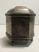 Dose versilberte alte kleine Deckel Dose  6 cm hoch  6 cm dm