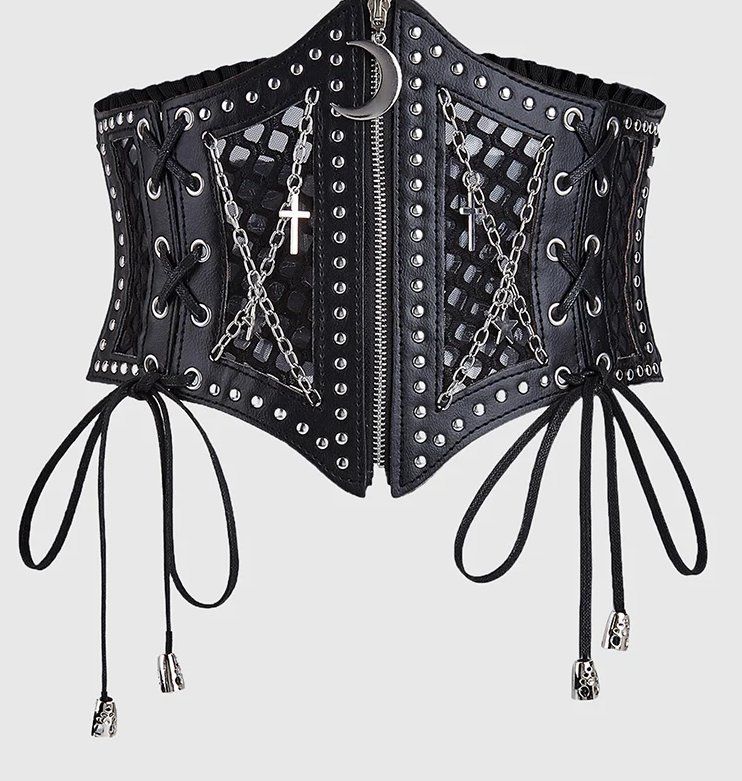 Cinture: Schwarzer Punk Gürtel elastischem Mesh für Damen – Nuovo e nell'imballaggio originale da Lausanne venduto da FASHION-WORLD-SHOP