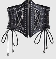 Schwarzer Punk Gürtel elastischem Mesh für Damen