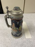 Original Thewalt Bierkrug mit Zinndeckel, Top Zustand!