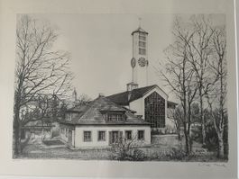 Lithographie von Willi Buck „Kreuzkirche Wil“