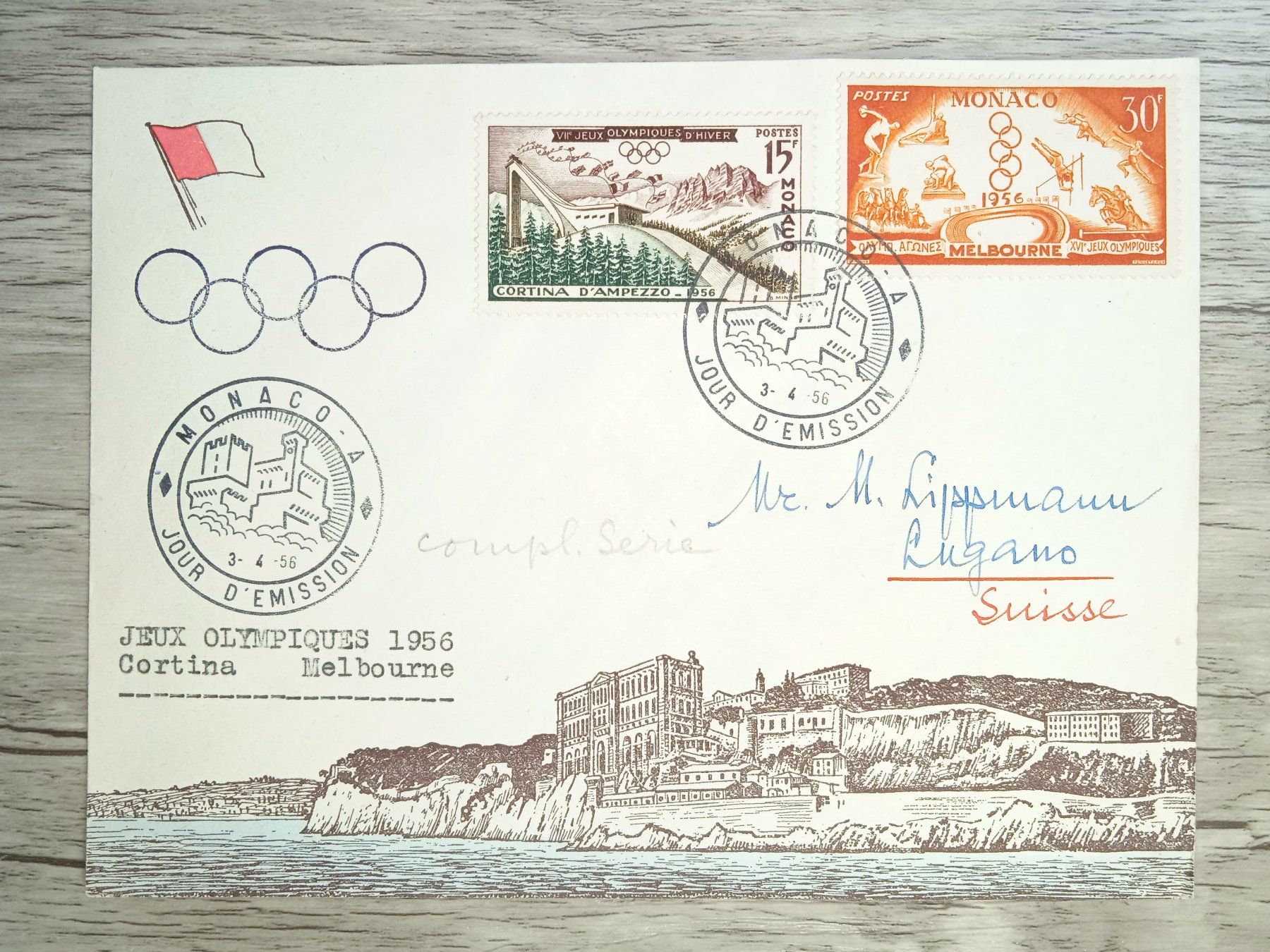 Tutti i francobolli: TR80 Enveloppe + Timbre Monaco 1956 – Usato da Cousset venduto da Patrick_Collections