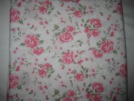 Baumwollstoff weiss mit rosa Rosen