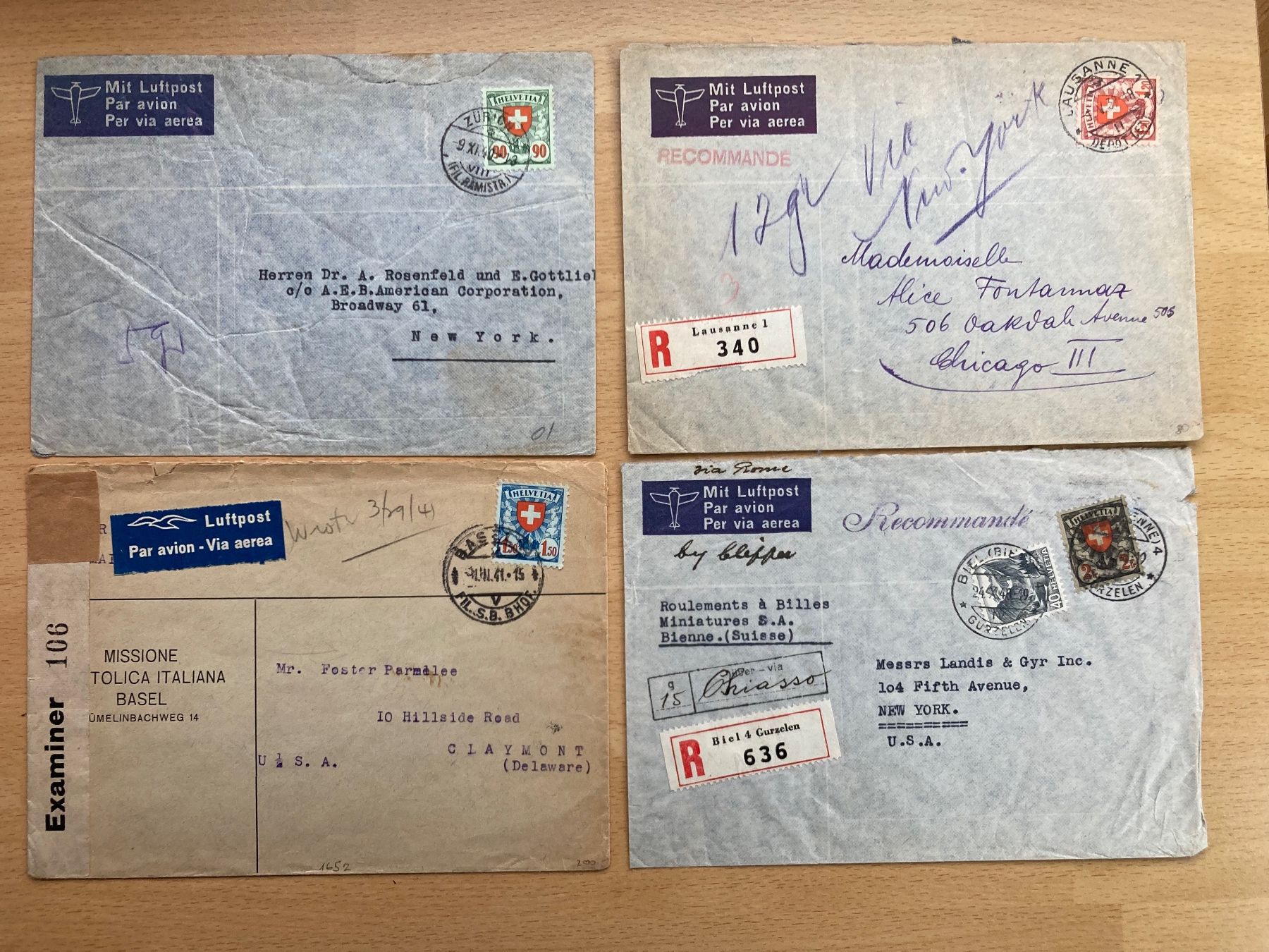 Tutti i francobolli: Flugpostbriefe um 1942 mit Wappenmuster – Usato da Aesch BL venduto da Geowaz