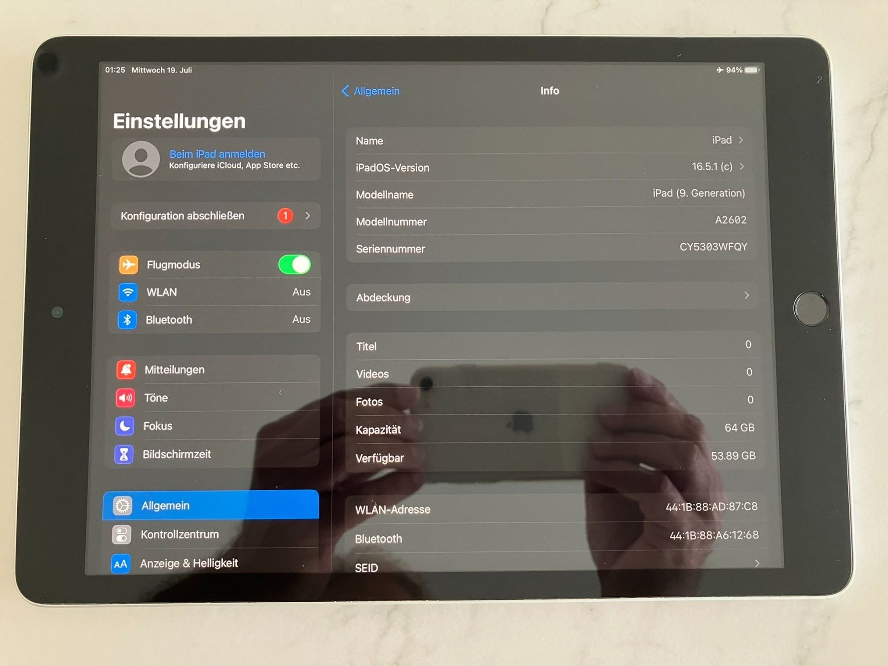 Apple Tablet PC: iPad 9.Generation WiFi / 64GB / Model A2602 – Gebraucht aus Meisterschwanden von  2