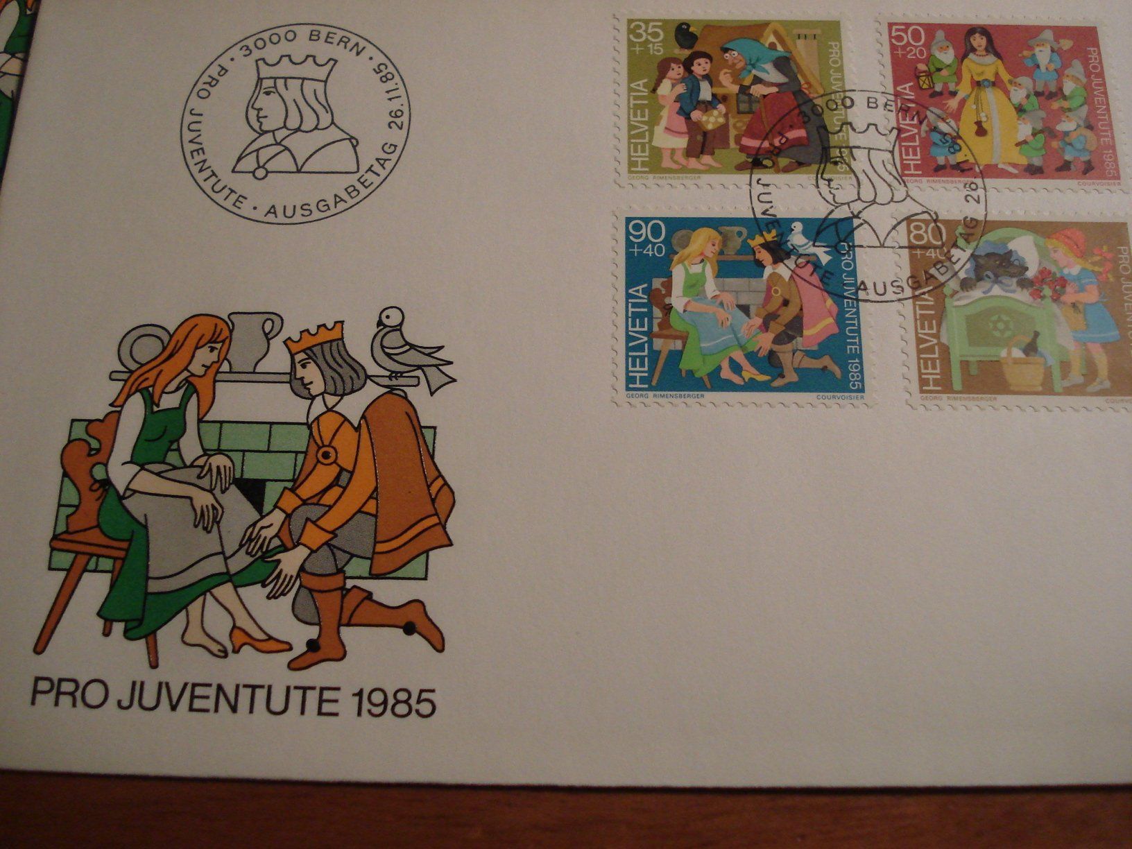 Alle Briefmarken: Pro Juventute 1985, FDC Satz + Briefe Einzel + 4erblock – Gebraucht aus Niederwil AG von morostahu