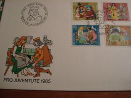 Pro Juventute 1985, FDC Satz + Briefe Einzel + 4erblock