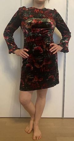 Sandro Paris Samtkleid  Floral  Wie neu
