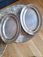 Zwei ovale Servierplatten Metall silbern gebrauchter Zustand