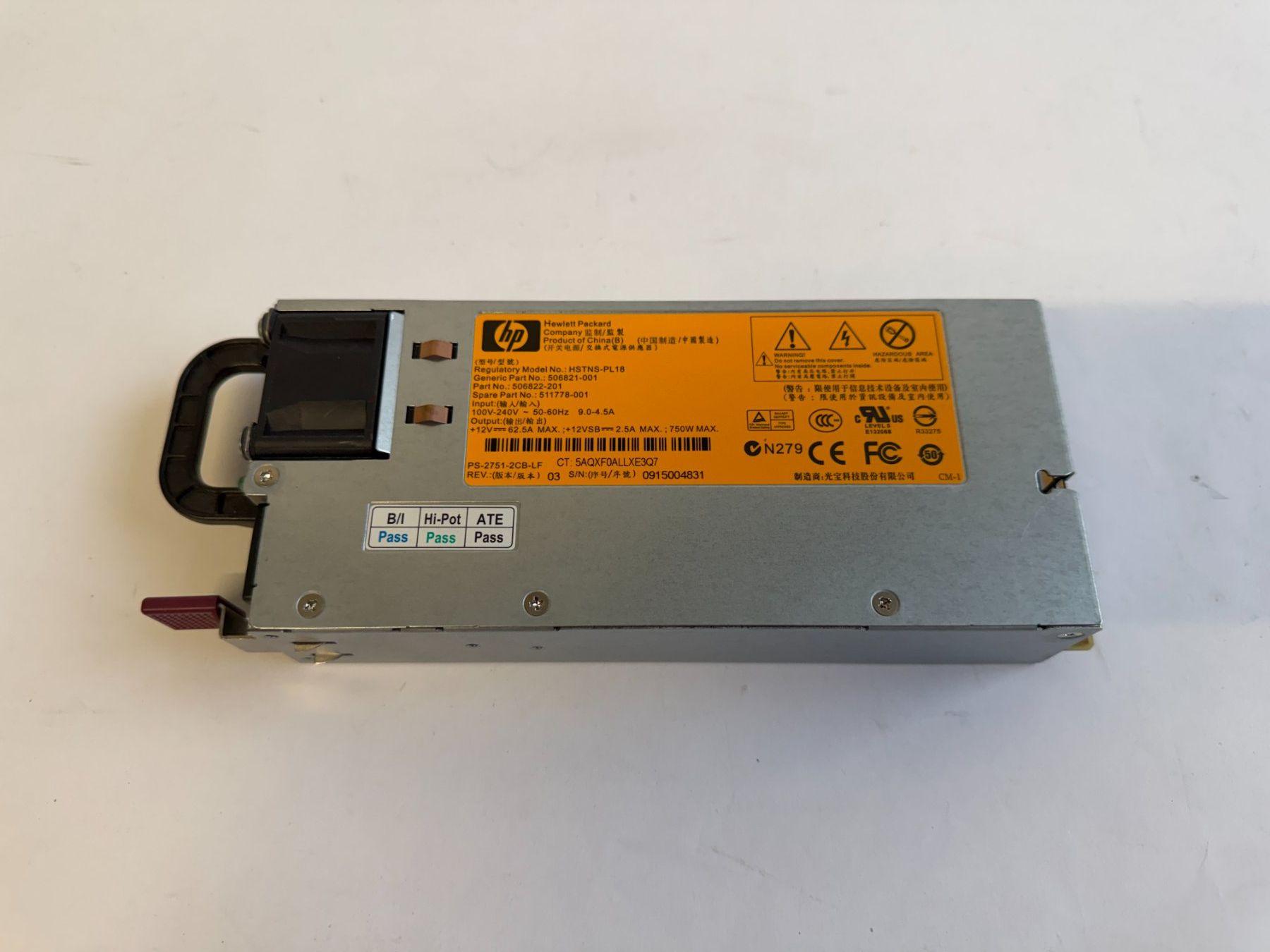 Hewlett Packard Server: HP Power Supply 750W, Hot Plug, Server ProLiant – Usato da Huttwil venduto da Thoste