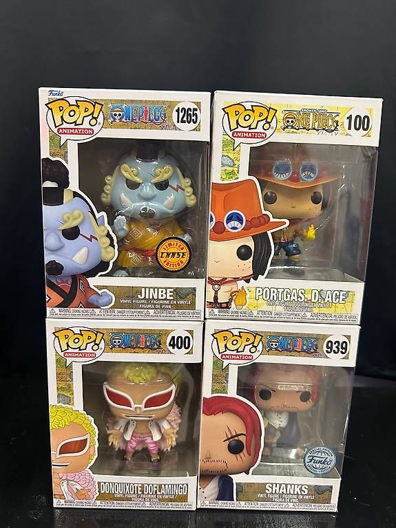 Funko Statuette: Funko pop Onepiece Jinbe, Ace, Doflamingo, Shanks – Usato da Brüttisellen venduto da xhe_q8vx