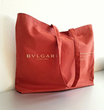 NEW - Bulgari Tote Terracotta color orange gold cotton