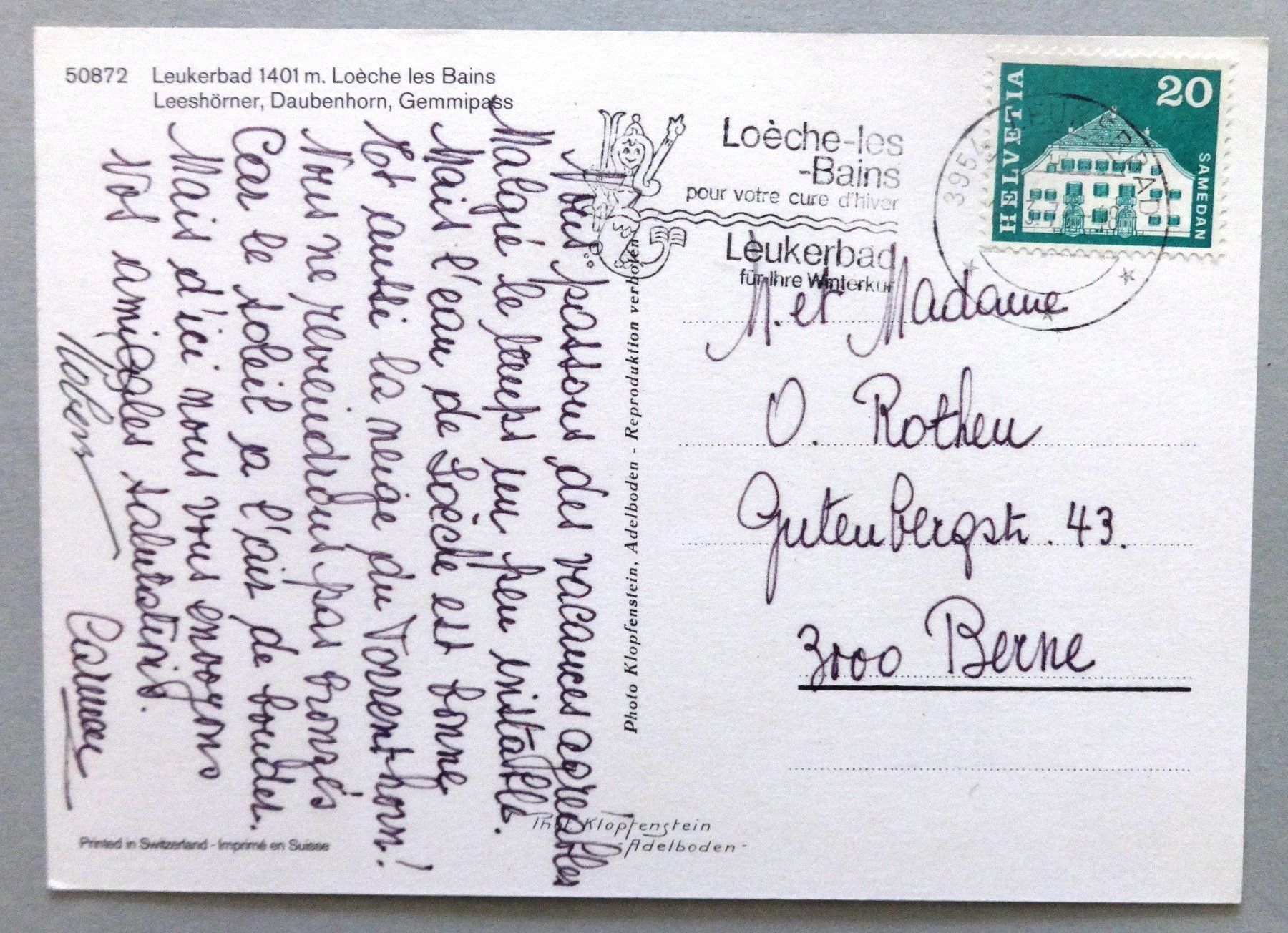 Cartoline postali: Leukerbad 101 m, Loèche les Bains – Usato da Fétigny venduto da Billy2miny 1