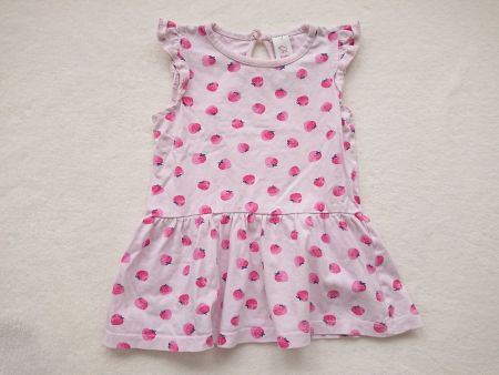 Baby Girl Kleid C&A Gr. 80 Rosa mit Erdbeeren 100% Baumwolle