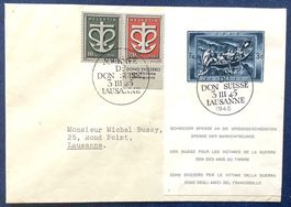 1945 Spende Block W21 auf Brief mit Zusatzfrankatur