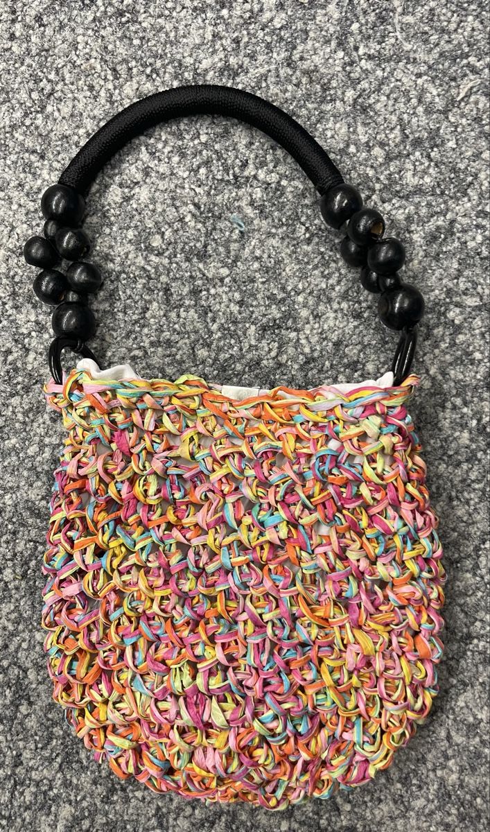 Borse da donna: Bunte  Sommer Tasche mit Perlenhenkel, – Nuovo e nell'imballaggio originale da Au ZH venduto da Jaggy4 1