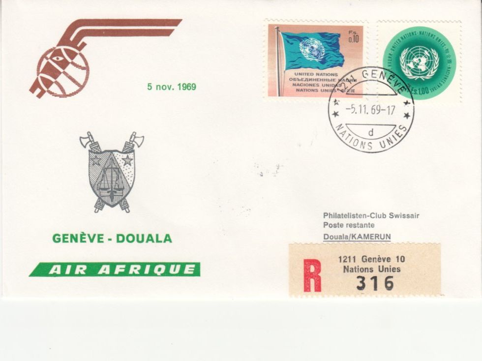 Tutti i francobolli: SLH RF 69.25bU Genève-Douala – Usato da Bürglen TG venduto da StampGraf