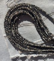 Labradorit  Larvikit   für Kette   4mm  44cm lang    m.Feuer