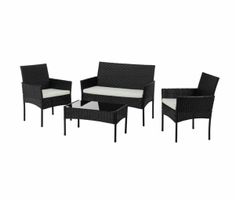 COCONLoungeset Brione, Schwarz/Weiss,  4 Sitzplätze