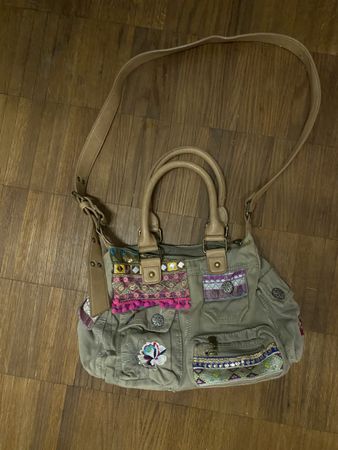 Desigual Handtasche Canvas mit Applikationen guter Zustand 