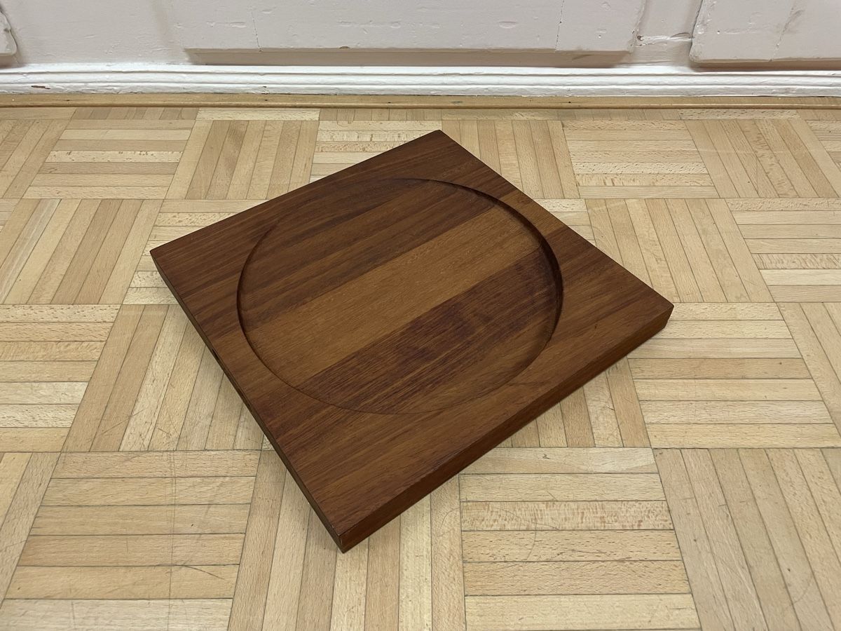 Schalen: Vintage Teak Schale oder Platte Quadrat rund Holzschale 70er – Gebraucht aus Zürich von Vintagewiesel 4