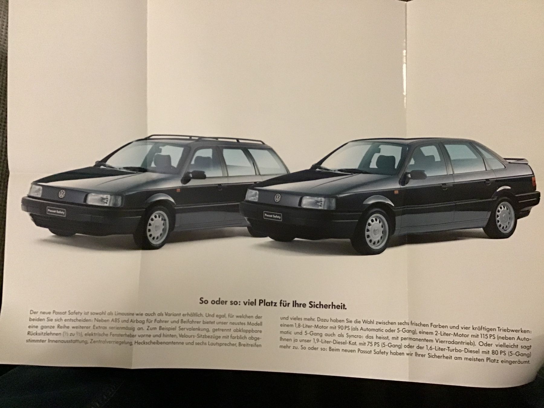 VW Documenti: VW Passat Safety Posterprospekt 12 Seiten September 1992 – Usato da Scherzingen venduto da Starseller62 3