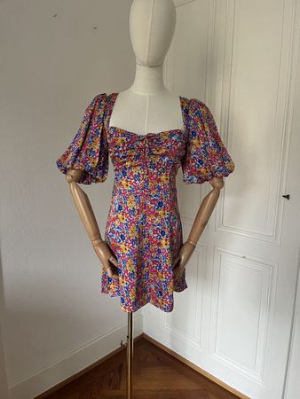 For Love and Lemons Summer Floral Mini Dress, Puff Sleeves