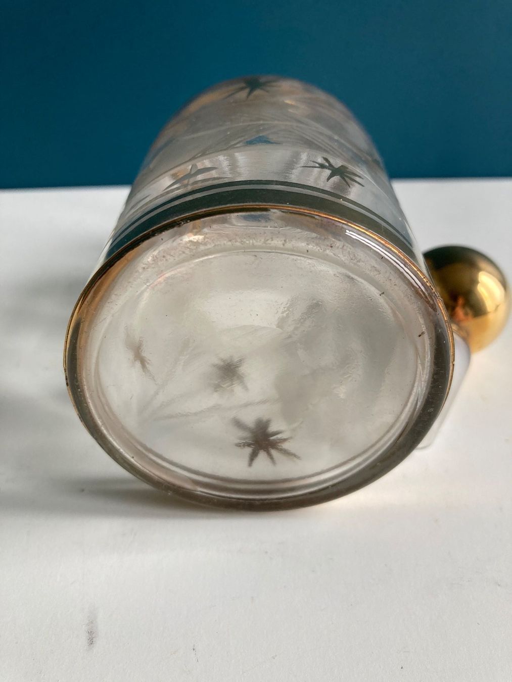 Sonstiges Geschirr & Gläser: Dekorative Glasflasche mit Goldmuster, Vintage Style – Gebraucht aus Winterthur von silen 7