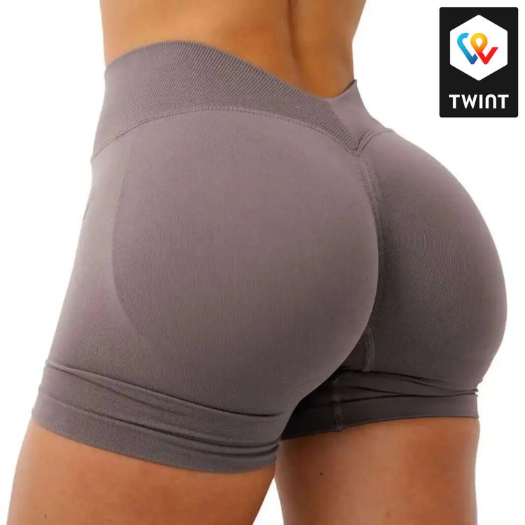 Short de yoga coton doux taille haute femme, noir KIMJALY