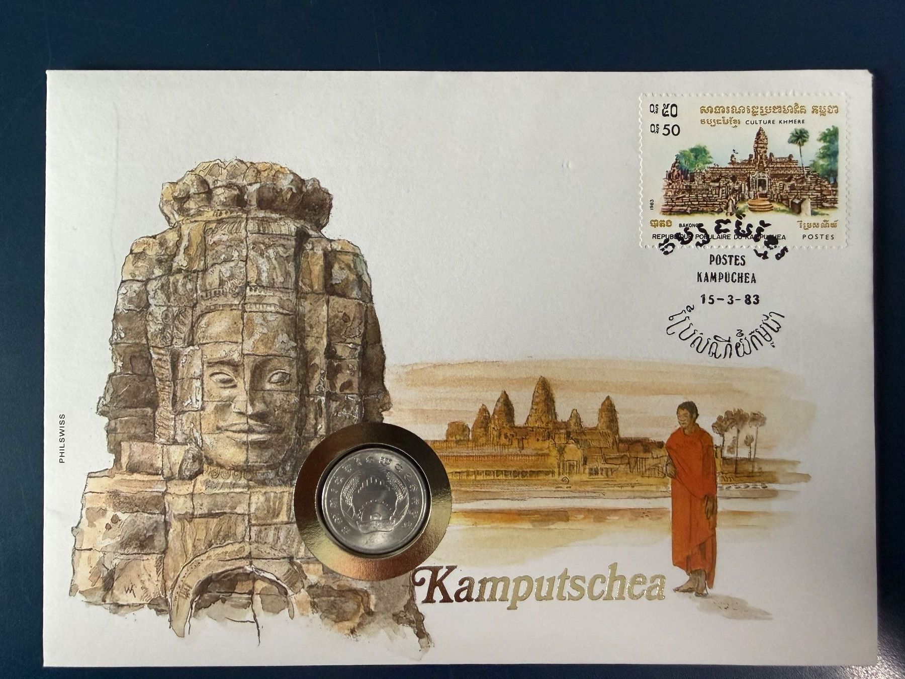 Tutti le monete: Münzbrief, Kambodscha, 15. 3. 1983, Riel – Usato da Oberhasli venduto da Sicurezza 1