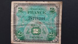 Frankreich. 2 Francs. 1944. Allierten Ausgabe.