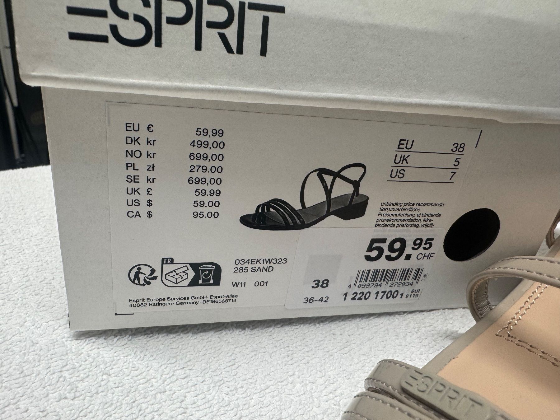Esprit Damenschuhe: Sandale Esprit Gr. 38 / NEU / UVP 59.95 – Neu und originalverpackt aus Zäziwil von blackpearl 3