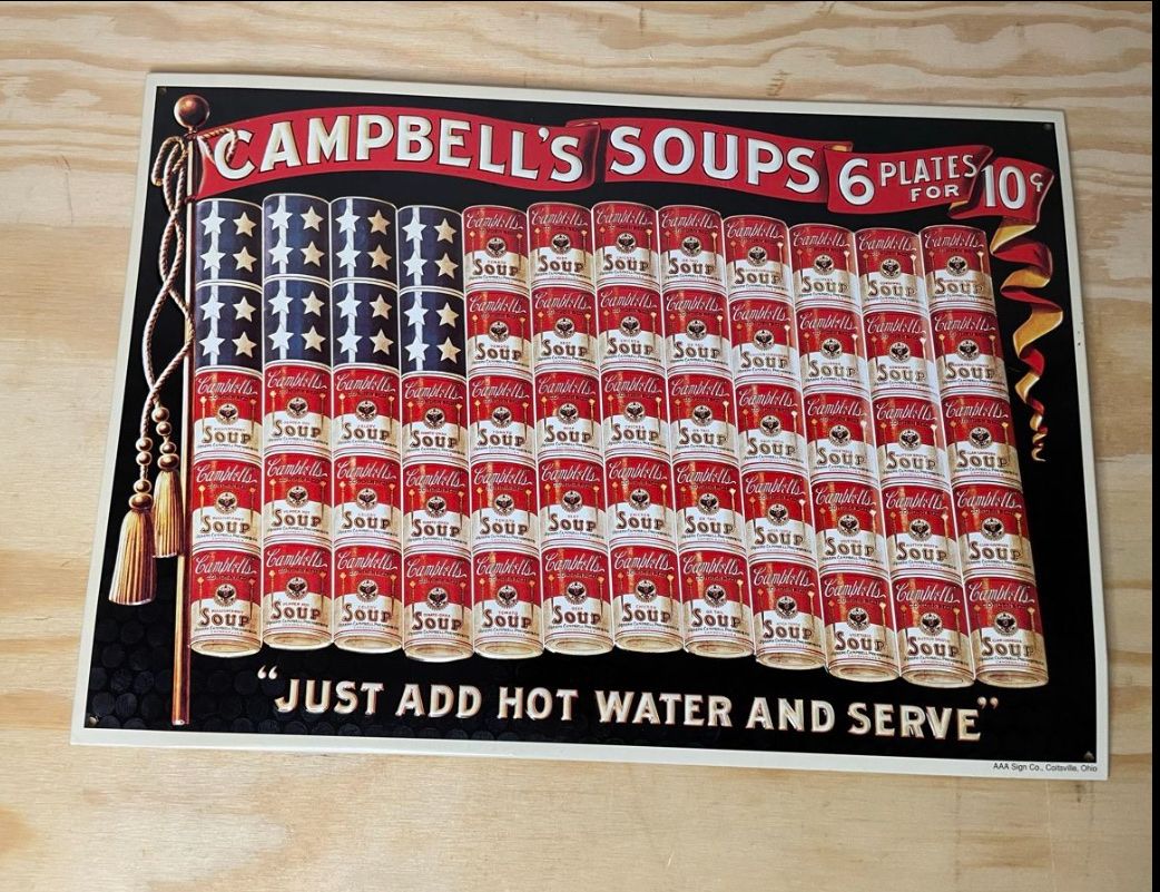Insegne: USA Cambells Soup Schild – Usato da Schliern b. Köniz venduto da Trebesch