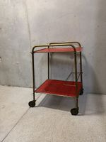 Servierwagen Metall rot Messing vintage