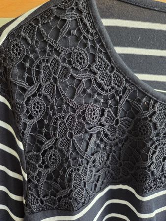 Grosse Grösse Baumwoll Shirt mit Spitze Dunkelblau ca Gr 50