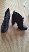 Schwarze Schnürboots Gr. 39, Leder, Blockabsatz