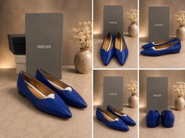 Madeleine Damen Schuhe Ballerinas Blau Leder Gr.40