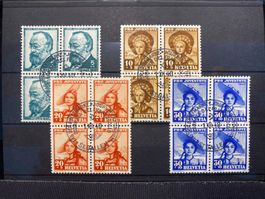 1940 Pro Juventute Viererblock / Tag der Briefmarke Gest.