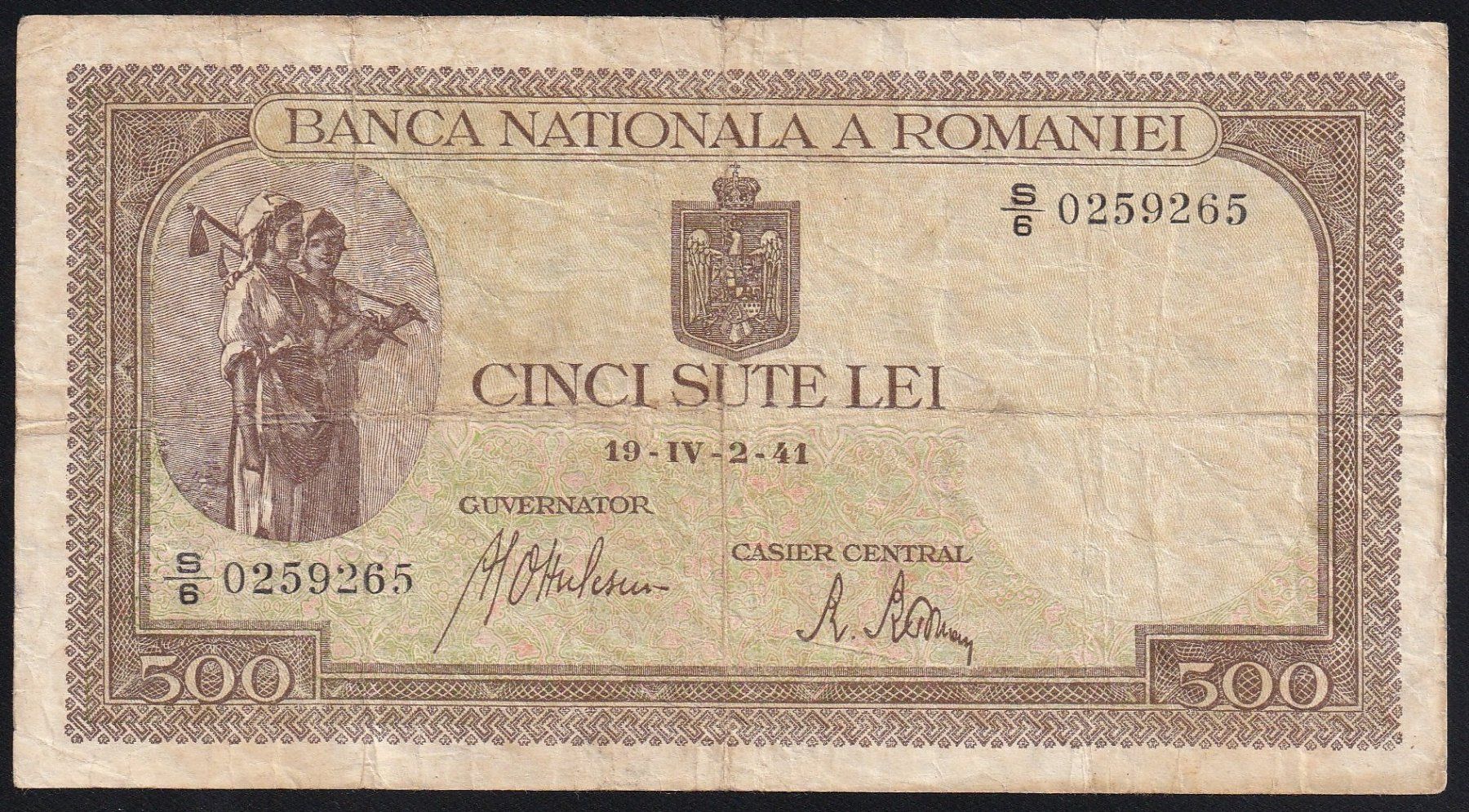 Banconote: Rumänien 500 Lei 1941 – Usato da Brugg AG venduto da banknoten_muesli