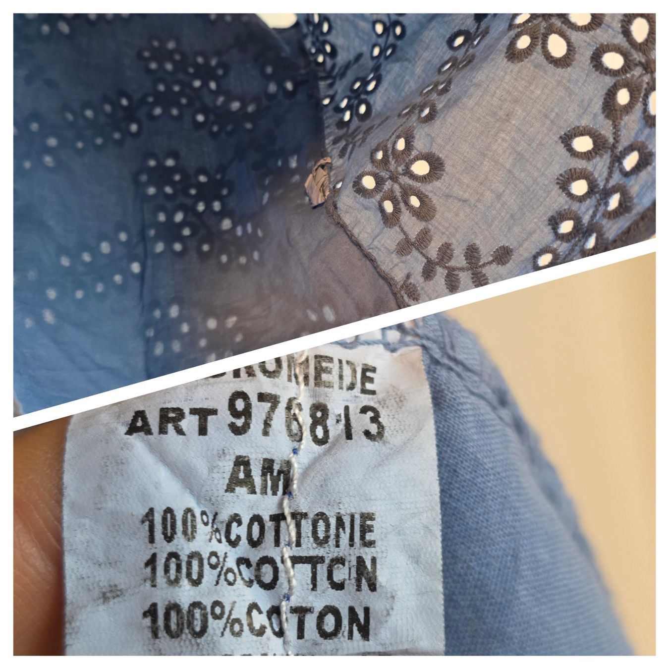 Camicette: Sommerbluse Gr.M Hellblau Baumwolle Lochstickerei – Usato da Wald ZH venduto da CapLux 9