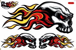 Skull Flammen Aufkleber Sticker 1 Bogen 27x18cm Tuning ST540