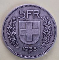 5 Franken 1935, Silbermünze, Rarität
