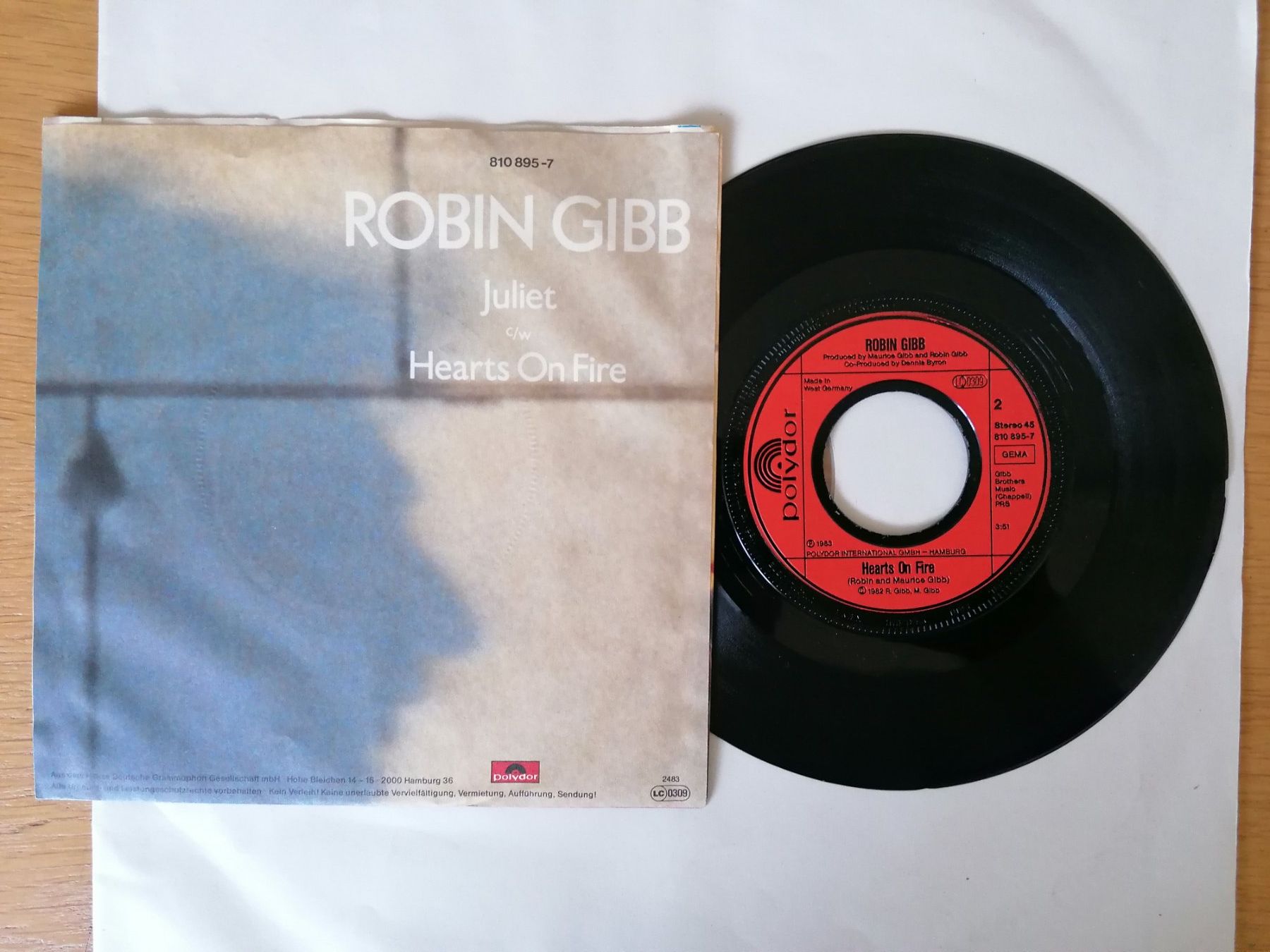 Schallplatten: Robin Gibb -- Juliet / Hearts On Fire 7" Vinyl Single – Gebraucht aus Beinwil am See von Funkthesizer 1