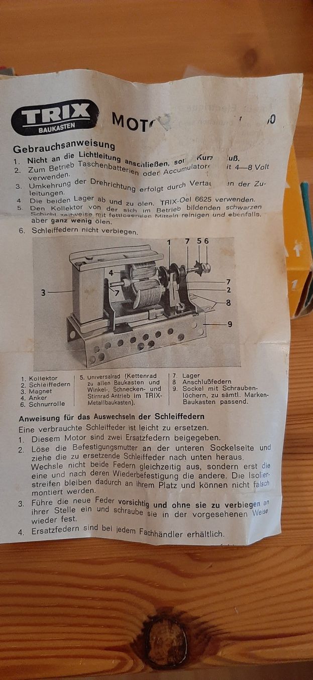 Trix Modellini di ferrovie: Trix - Motor mit Anleitung und Fleischmann - Antriebswelle – Usato da Wiesendangen venduto da pau_56xn 3