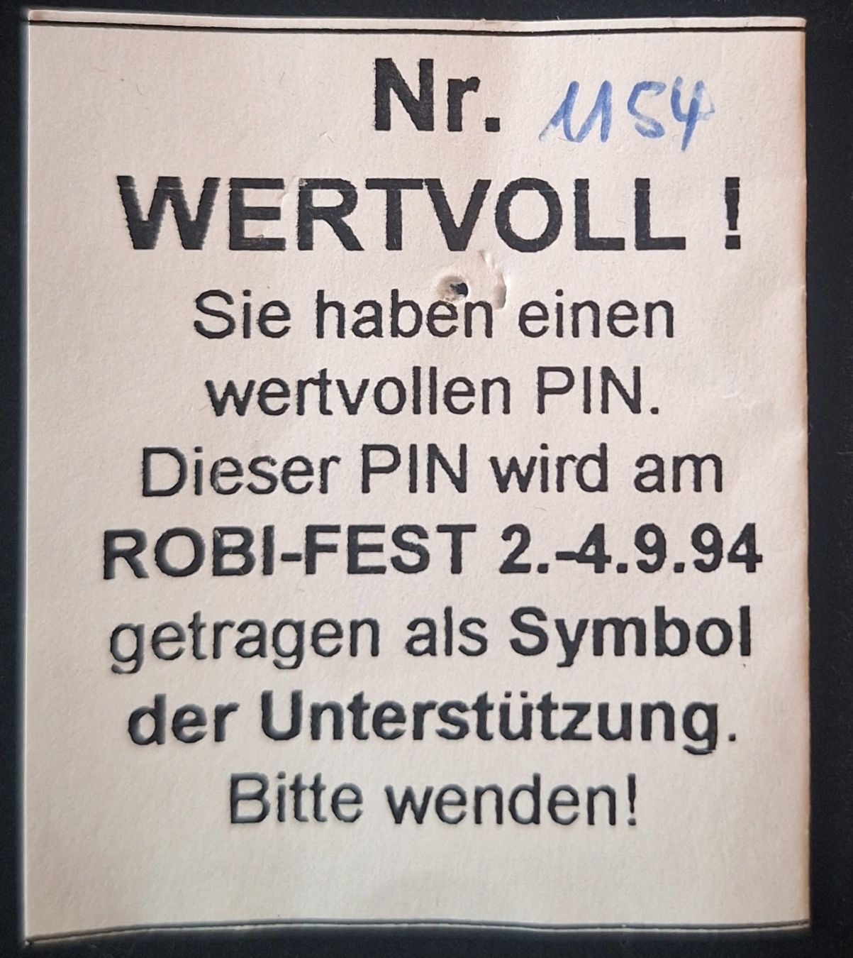 Placchette & Badge: Pin Robi-Fest 1994 – Usato da Zug venduto da Sdoerfli 1
