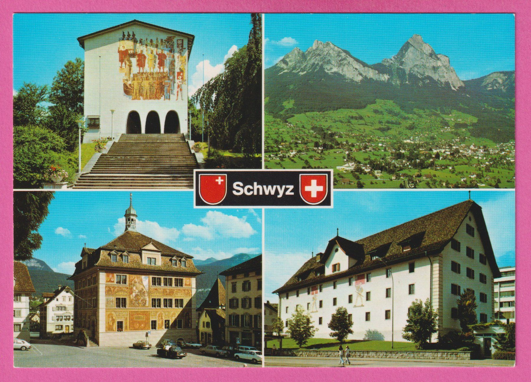 Cartoline postali: Schwyz 4-Bild Karte – Usato da Einsiedeln venduto da dillie