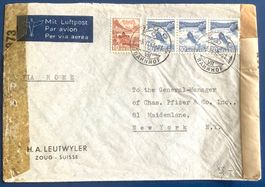 1943 - Zensur- Flugpost Brief Zug nach New York