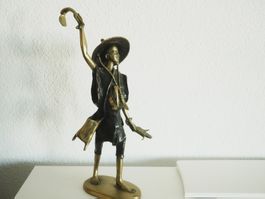 Messing Bronze Figur asiatischer Fischer Angler 40 cm