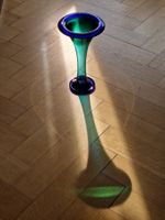Elegante Riedel Vintage Kristalvase Mundgeblasen Unikat Blau