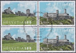 2017, Z262 Viererblock Burgen mit Ersttags-Voll-Stempel